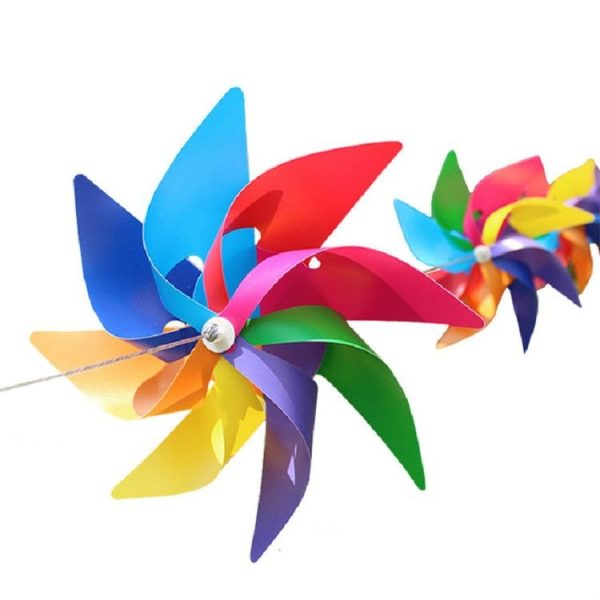 10 PCS Eight-leaf Colorful Plastic Windmill String Garden Outdoor Decoration Children Toys Diameter: 28 cm - Image 3