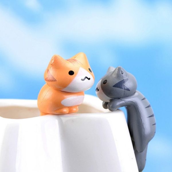 2 Sets Fleshy Flower Pot Moss Micro Landscape Doll Cute Cat Decoration Doll Cake DIY Assembly Ornaments - Image 3