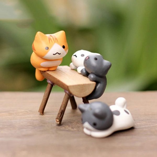 2 Sets Fleshy Flower Pot Moss Micro Landscape Doll Cute Cat Decoration Doll Cake DIY Assembly Ornaments - Image 4