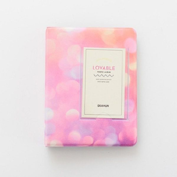 3 inch Colorful Starry Series PU Cover Album Photo Movie Ticket Storage Collection Photo Album Book (Pink Light Spot)
