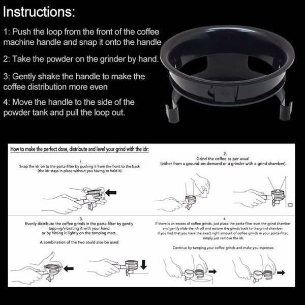 Semi-automatic Coffee Machine Handle Cloth Powder Grinder Machine Quantitative Ring Anti-fly Powder Ring (Black) - Image 5