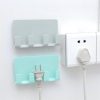 Practical Wall Sticking Phone Charging Holder Socket Strong Sticky Adhesive Sopport Rack Shelf With Hooks (Blue) - Image 8