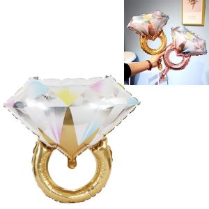 Wedding Marriage Room Decoration Balloon Diamond Ring Foil Balloon, Specification: Large Gold Diamond