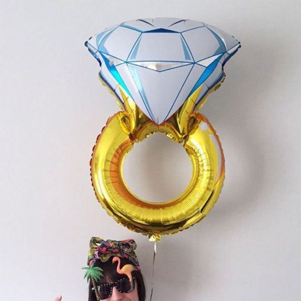 Wedding Marriage Room Decoration Balloon Diamond Ring Foil Balloon, Specification: Large Gold Diamond - Image 3