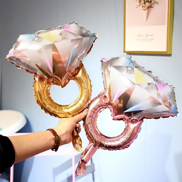 Wedding Marriage Room Decoration Balloon Diamond Ring Foil Balloon, Specification: Large Gold Diamond - Image 4