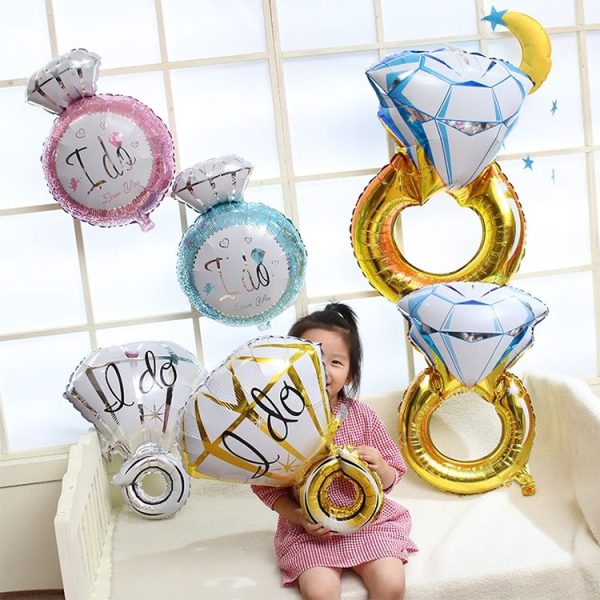 Wedding Marriage Room Decoration Balloon Diamond Ring Foil Balloon, Specification: Large Gold Diamond - Image 5