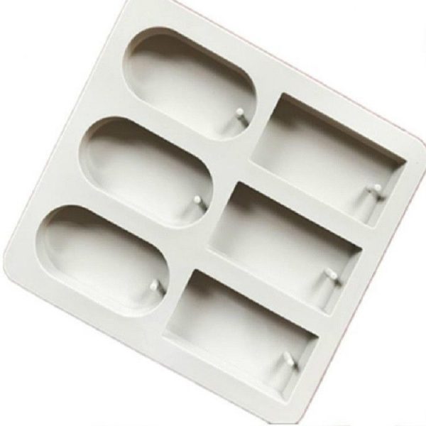 Aromatherapy Wax Handmade Soap Silicone Mold, Specification: Three Rectangle Three Oval - Image 2
