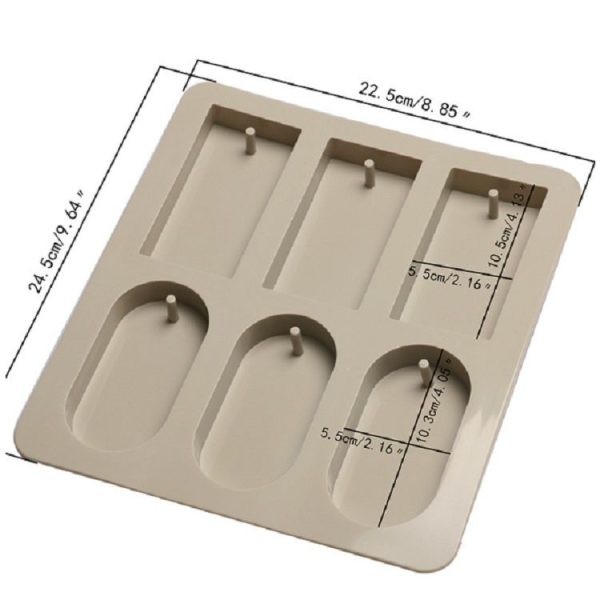 Aromatherapy Wax Handmade Soap Silicone Mold, Specification: Three Rectangle Three Oval - Image 3