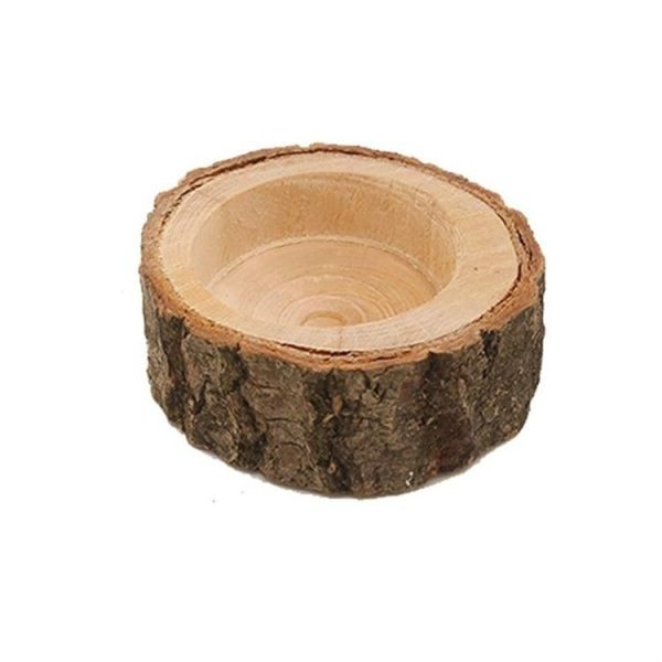 Wooden Crafts Ornaments Creative Bark Wood Pile Candle Holder Home Decoration, Without Candle, Style: Short - Image 2