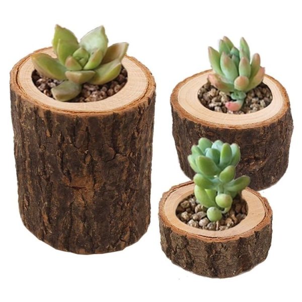 Wooden Crafts Ornaments Creative Bark Wood Pile Candle Holder Home Decoration, Without Candle, Style: Short - Image 5