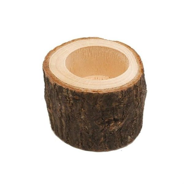 Wooden Crafts Ornaments Creative Bark Wood Pile Candle Holder Home Decoration, Without Candle, Style: Medium - Image 2