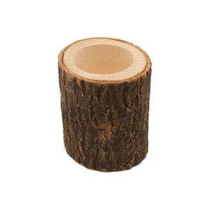Wooden Crafts Ornaments Creative Bark Wood Pile Candle Holder Home Decoration, Without Candle, Style: Long