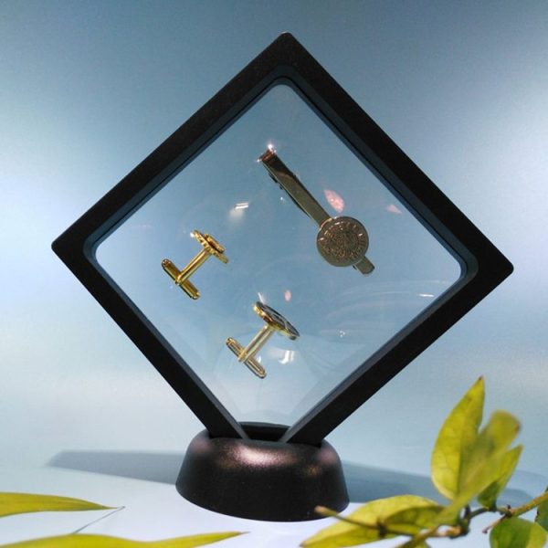 Suspension Brooch Box Frame Box Jewelry Display Cabinet (Black With Base) - Image 3