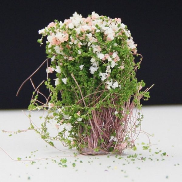 Artificial Handmade Model Material Sand Table Building Bush Flower Finished Flower (White Pink Flower)
