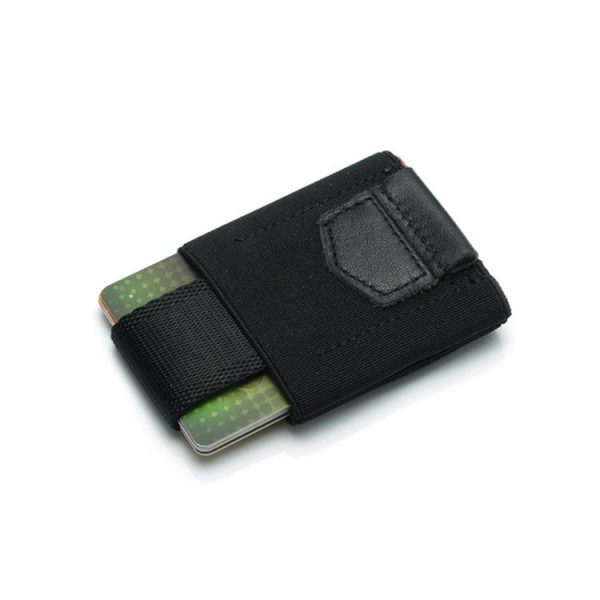Elastic Card Holder Men and Women Leather Credit Card Holder (Black)