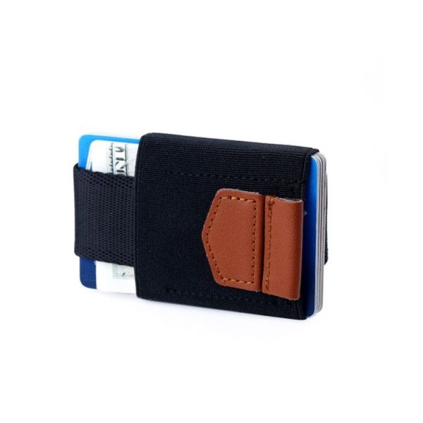 Elastic Card Holder Men and Women Leather Credit Card Holder (Black) - Image 6