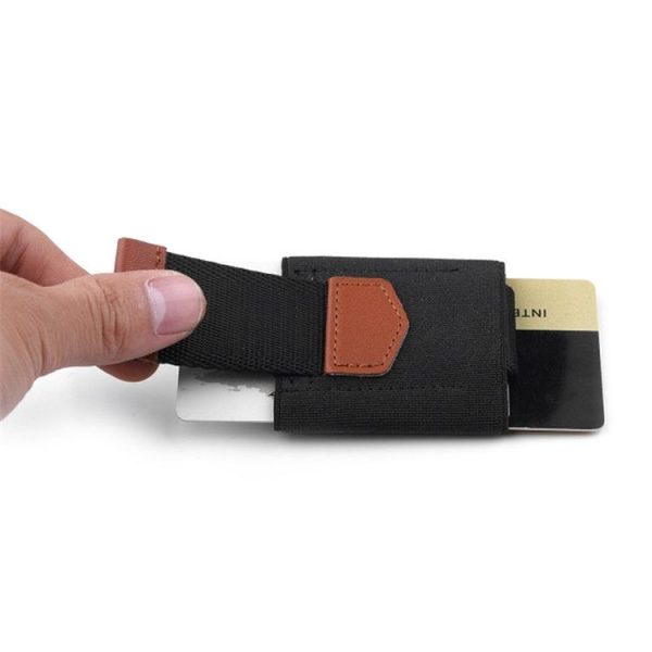 Elastic Card Holder Men and Women Leather Credit Card Holder (Black) - Image 7