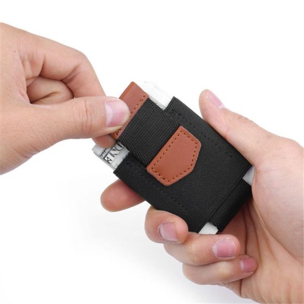 Elastic Card Holder Men and Women Leather Credit Card Holder (Black) - Image 8
