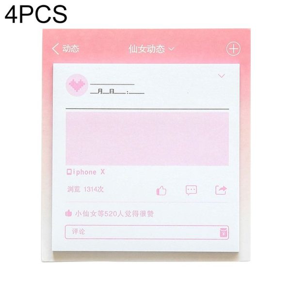 4 PCS Lovely Pink Circle of Friends Memo Pad Planner Sticky Notes Paper Sticker Notepad Kawaii Stationery (Fairy Dynamics)