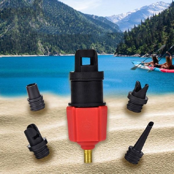 Surfing Paddle Board Rubber Boat Inflatable Bed Air Valve Adapter Car Air Pump Adapter (Red) - Image 2