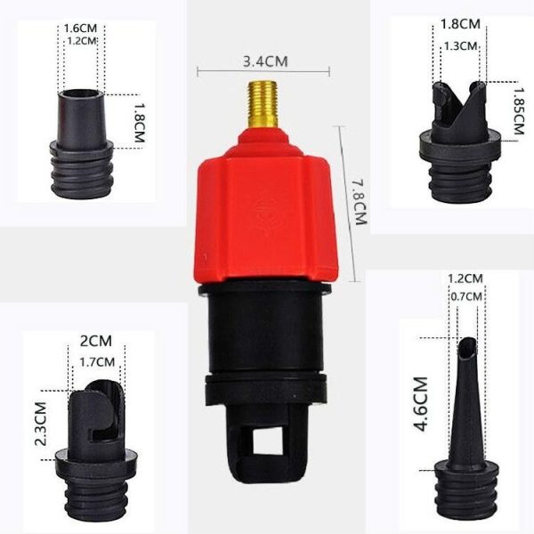 Surfing Paddle Board Rubber Boat Inflatable Bed Air Valve Adapter Car Air Pump Adapter (Red) - Image 3