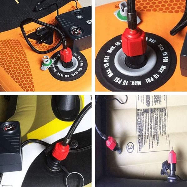 Surfing Paddle Board Rubber Boat Inflatable Bed Air Valve Adapter Car Air Pump Adapter (Red) - Image 6