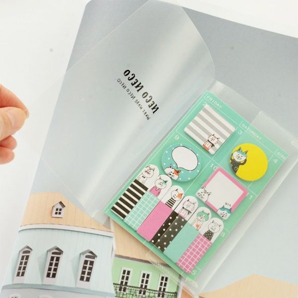 2 PCS Creative Cute Cartoon Week Plan N Times Post Sticky Note Pocket Account Accessories Free Stickers (Green) - Image 3