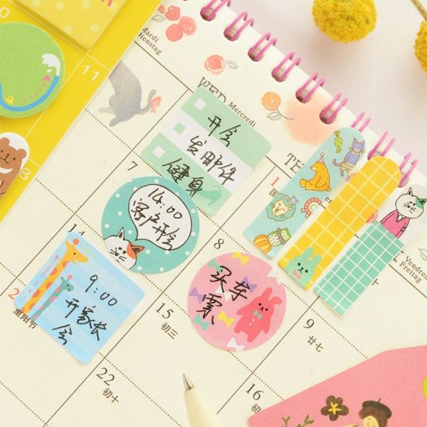 2 PCS Creative Cute Cartoon Week Plan N Times Post Sticky Note Pocket Account Accessories Free Stickers (Green) - Image 5