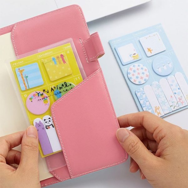 2 PCS Creative Cute Cartoon Week Plan N Times Post Sticky Note Pocket Account Accessories Free Stickers (Green) - Image 6