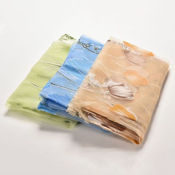 Tulip Print Curtain Bedroom Living Room Balcony Tulle Sunshade Curtain, Size: 100x200CM With Bead (Blue) - Image 5