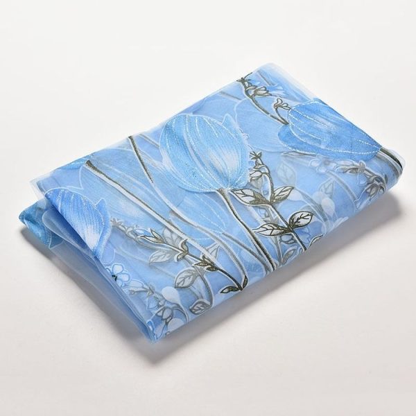 Tulip Print Curtain Bedroom Living Room Balcony Tulle Sunshade Curtain, Size: 100x200CM With Bead (Blue) - Image 6