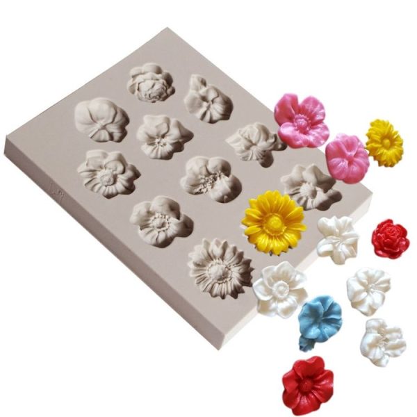 Fondant Cake Silicone Mold Chocolate Mold DIY Trumpet Flower Sun Flower Baking Decoration (Pink) - Image 3