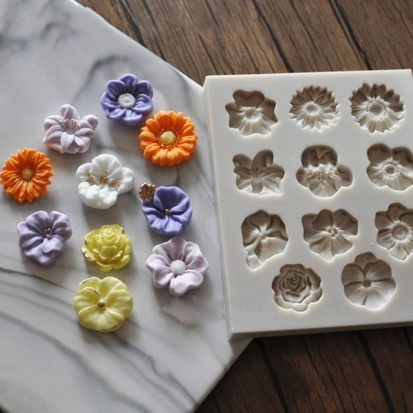 Fondant Cake Silicone Mold Chocolate Mold DIY Trumpet Flower Sun Flower Baking Decoration (Pink) - Image 4