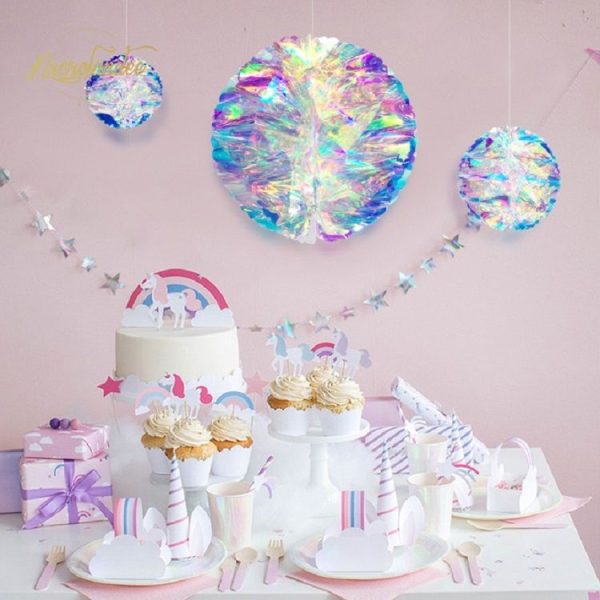 2 PCS Neon Film Honeycomb Ball Ornaments Wedding Birthday Party Decoration Supplies, Size: 20cm (As Show) - Image 4
