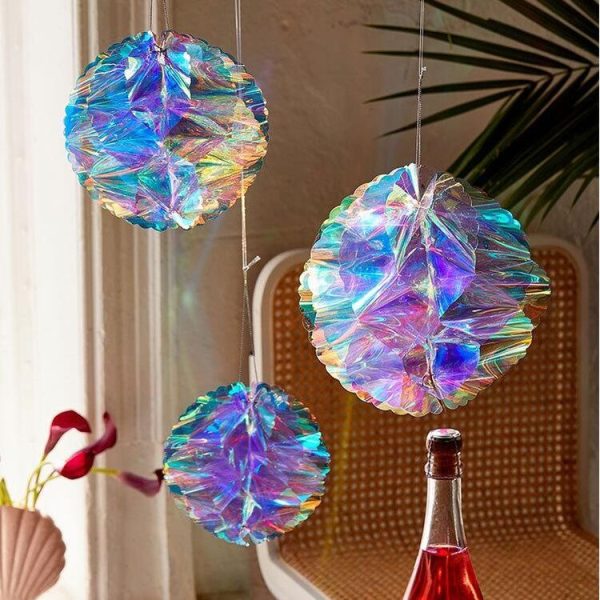 2 PCS Neon Film Honeycomb Ball Ornaments Wedding Birthday Party Decoration Supplies, Size: 20cm (As Show) - Image 5