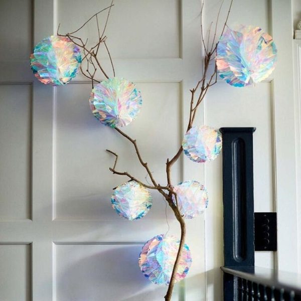 2 PCS Neon Film Honeycomb Ball Ornaments Wedding Birthday Party Decoration Supplies, Size: 20cm (As Show) - Image 6