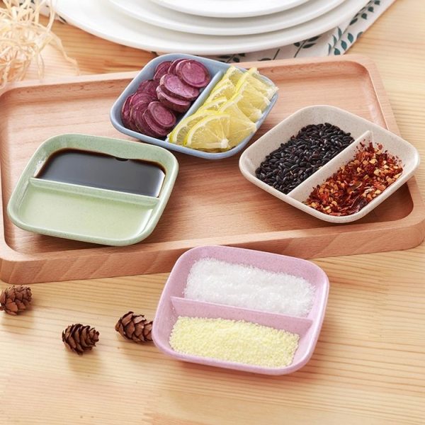 10pcs Kitchen Accessories 2 In 1 Seasoning Sauce Dishes Wheat Straw Salad Saucer Bowl (Blue) - Image 7