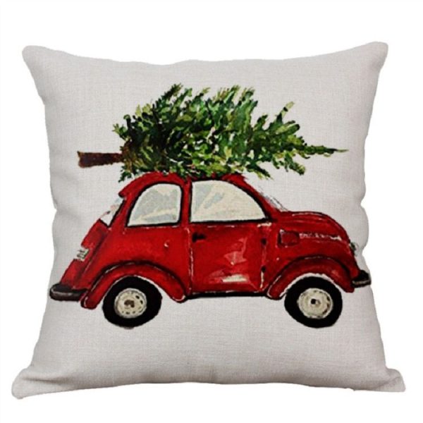 Christmas Decoration Linen Hug Pillowcase Without Pillow (Car Christmas Tree 1) - Image 2