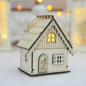 Christmas LED Luminous Cabins Pendant Table Cabins Pendant Ornaments Christmas Decoration (Double Layers)