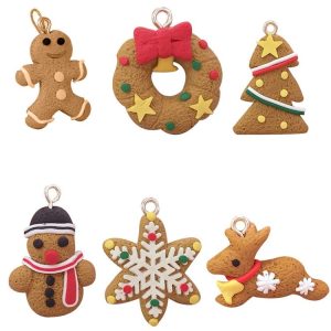 6 PCS Gingerbread Man Christmas Ornaments Deer Snowman Chrismas Tree Pendant Decoracion