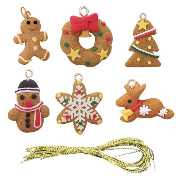 6 PCS Gingerbread Man Christmas Ornaments Deer Snowman Chrismas Tree Pendant Decoracion - Image 2