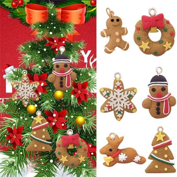 6 PCS Gingerbread Man Christmas Ornaments Deer Snowman Chrismas Tree Pendant Decoracion - Image 4