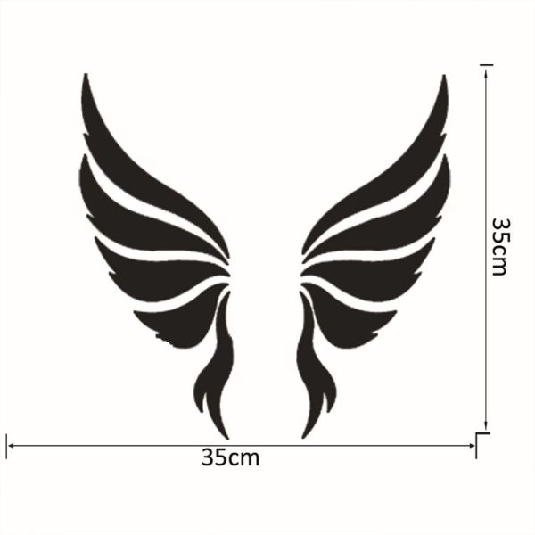 Crystal Three Dimensional Decorative Wall Stickers Angel Wings Bedroom Decorative Mirror (Black) - Image 3