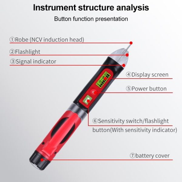 BENETECH GT3122 Non-contact Tester Pen Meter Digital AC / DC Voltage Detectors - Image 6