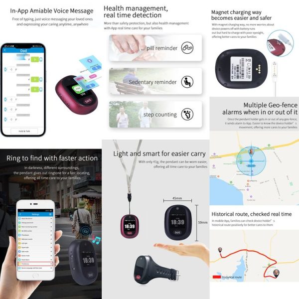 REACHFAR RF-V45-B Mini Touch Screen GPS Smart Tracker Pendant, Support SOS / Camera / Health Management / Video Calling / 4G LTE, For North America / South America (Black) - Image 4