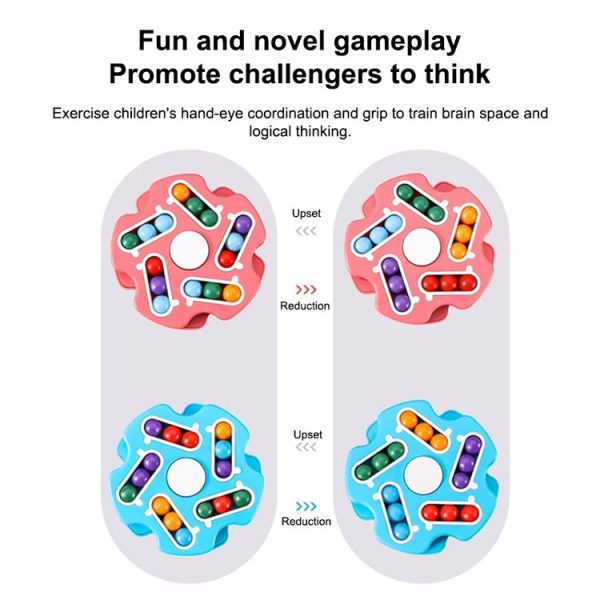 Double Sided Finger Magic Bean Cube Toy Children Intelligence Fingertip Spinning Top (Red) - Image 4