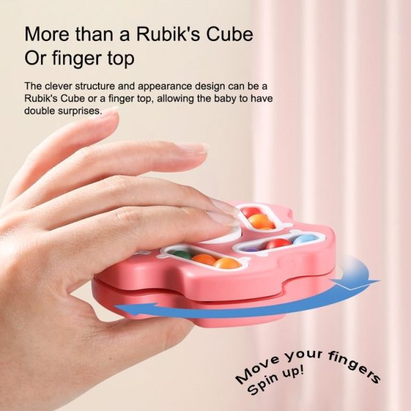Double Sided Finger Magic Bean Cube Toy Children Intelligence Fingertip Spinning Top (Red) - Image 6
