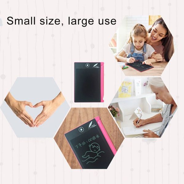 CHUYI 4.4 inch LCD Writing Tablet Portable Electronic Writing Drawing Board Doodle Pads with Stylus for Home School Office (Pink) - Image 5