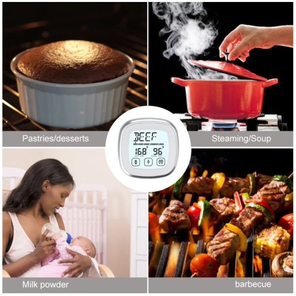 TS-BN53-A Digital Kitchen Food Cooking BBQ Wireless Touch Screen Thermometer with Timer & Alarm - Image 6