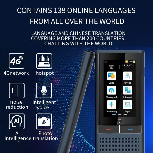 Z6 4G Version 3.1 inch Screen Smart Voice Translator for Business Travel 1GB+16GB Support 138 Languages Inter-Translation (Black) - Image 5